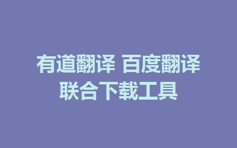 有道翻译 百度翻译联合下载工具 1 有道翻译 百度翻译联合下载工具
